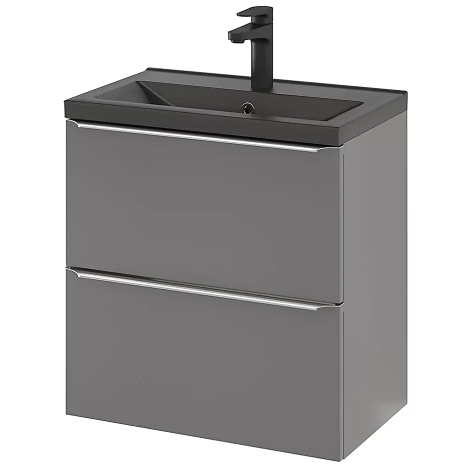 GoodHome Plan vasque faible profondeur noir Nira 60 cm