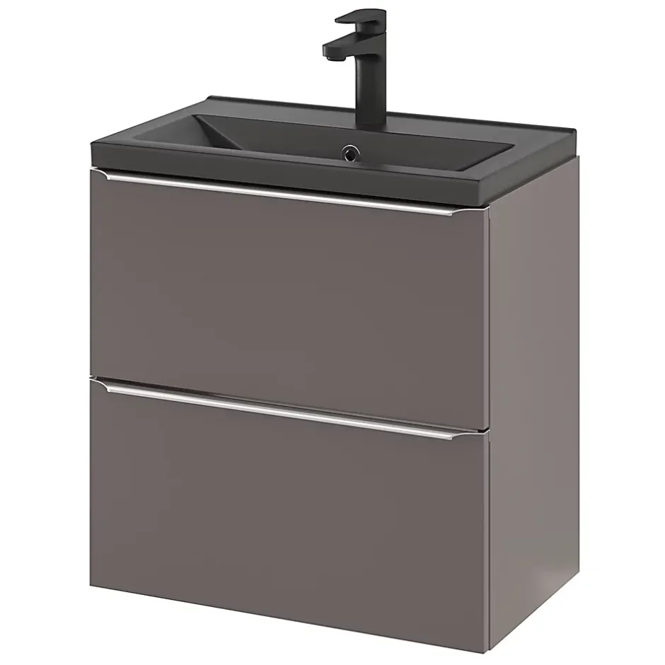 GoodHome Plan vasque faible profondeur noir Nira 60 cm