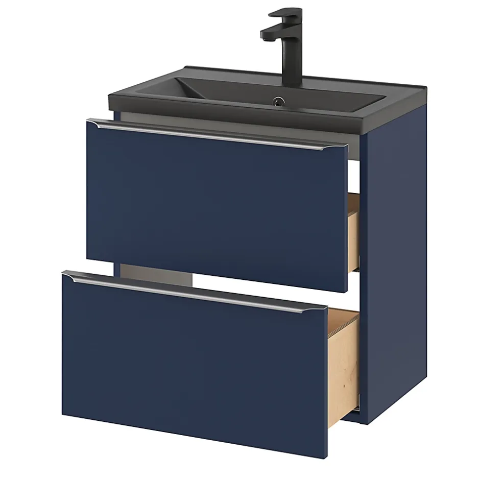 GoodHome Plan vasque faible profondeur noir Nira 60 cm