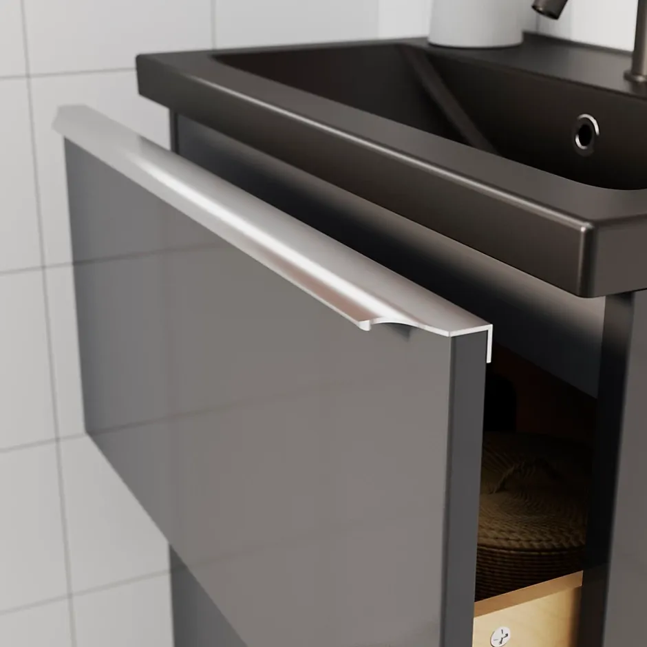 GoodHome Plan vasque faible profondeur noir Nira 60 cm