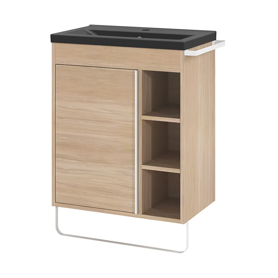 GoodHome Plan vasque faible profondeur noir Nira 60 cm