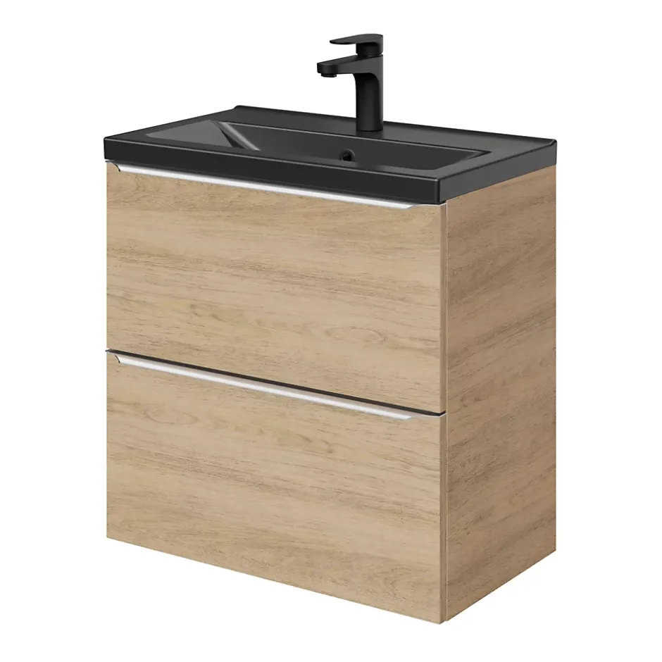 GoodHome Plan vasque faible profondeur noir Nira 60 cm