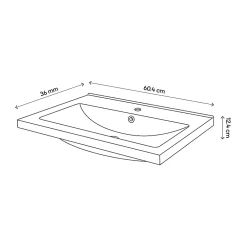 GoodHome Plan vasque faible profondeur noir Nira 60 cm