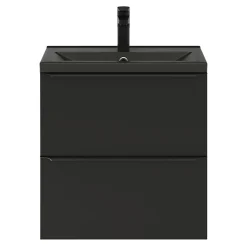 GoodHome Plan vasque faible profondeur noir Nira 60 cm