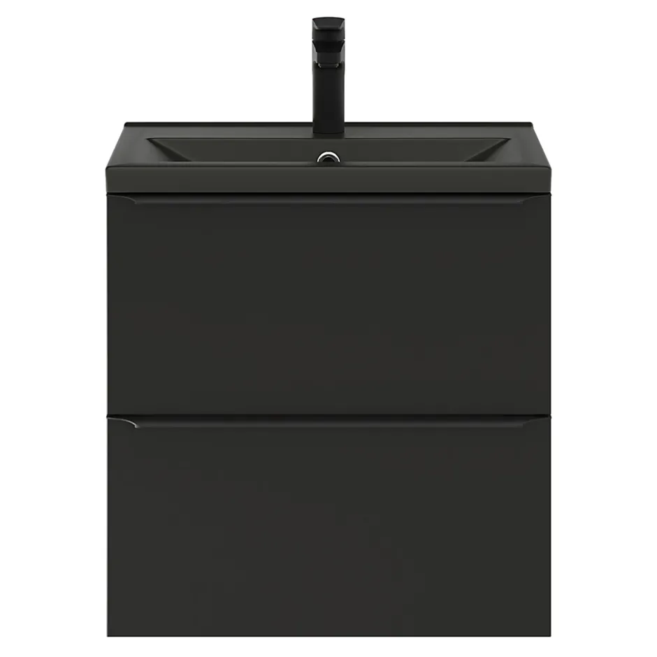 GoodHome Plan vasque faible profondeur noir Nira 60 cm