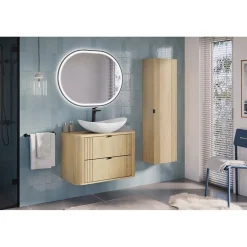 Meublorama Plan vasque KORI 80 cm chene clair Accessoire pour meuble sous vasque* Plan Double Vasque