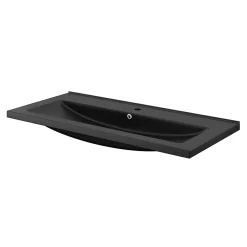 GoodHome Plan vasque l.100 cm Nira en porcelaine vitrifié coloris noir