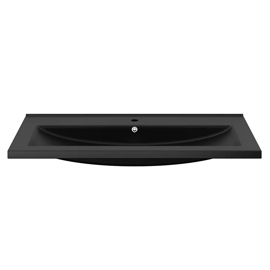 GoodHome Plan vasque l.100 cm Nira en porcelaine vitrifié coloris noir