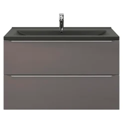 GoodHome Plan vasque l.100 cm Nira en porcelaine vitrifié coloris noir