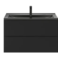 GoodHome Plan vasque l.100 cm Nira en porcelaine vitrifié coloris noir