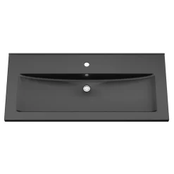 GoodHome Plan vasque l.100 cm Nira en porcelaine vitrifié coloris noir
