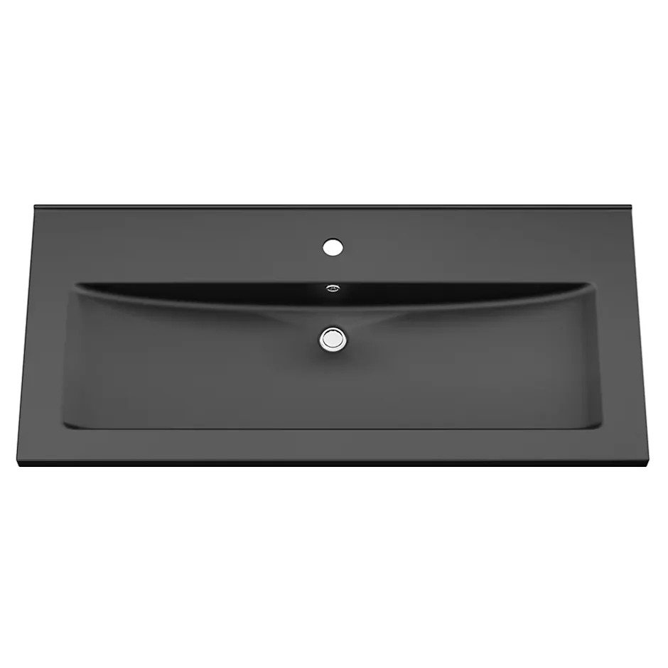 GoodHome Plan vasque l.100 cm Nira en porcelaine vitrifié coloris noir