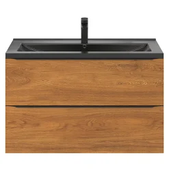 GoodHome Plan vasque l.100 cm Nira en porcelaine vitrifié coloris noir
