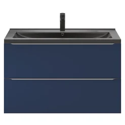 GoodHome Plan vasque l.100 cm Nira en porcelaine vitrifié coloris noir