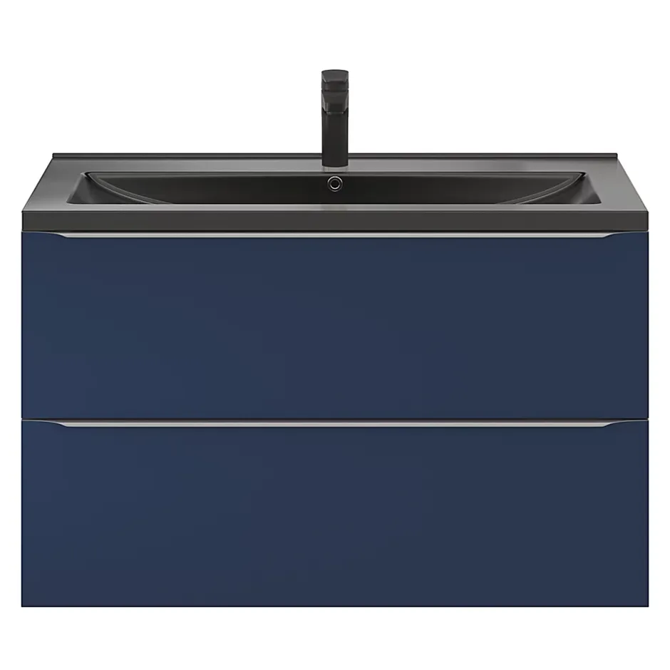 GoodHome Plan vasque l.100 cm Nira en porcelaine vitrifié coloris noir