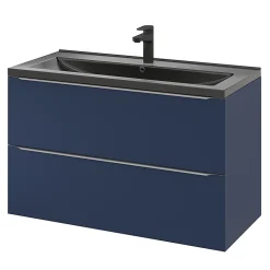 GoodHome Plan vasque l.100 cm Nira en porcelaine vitrifié coloris noir
