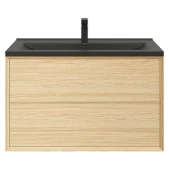 GoodHome Plan vasque l.100 cm Nira en porcelaine vitrifié coloris noir
