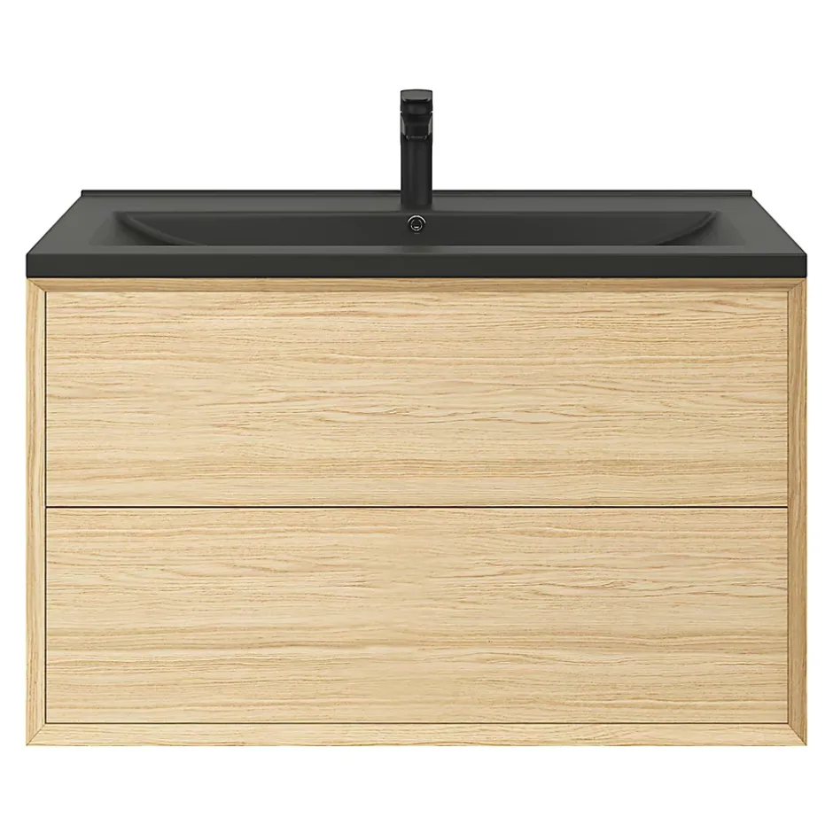 GoodHome Plan vasque l.100 cm Nira en porcelaine vitrifié coloris noir