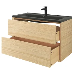 GoodHome Plan vasque l.100 cm Nira en porcelaine vitrifié coloris noir