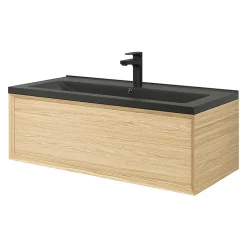 GoodHome Plan vasque l.100 cm Nira en porcelaine vitrifié coloris noir