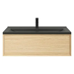 GoodHome Plan vasque l.100 cm Nira en porcelaine vitrifié coloris noir