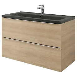 GoodHome Plan vasque l.100 cm Nira en porcelaine vitrifié coloris noir