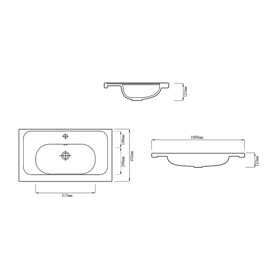 GoodHome Plan vasque l.100,6 x H.12,3 x P.45,2 cm, en céramique blanche, levanna