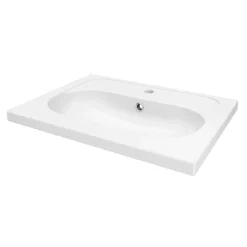 GoodHome Plan vasque l.60,6 x H.12,3 x P.45,2 cm, en céramique blanche, levanna* Plan Simple Vasque