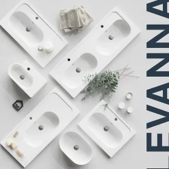 GoodHome Plan vasque l.60,6 x H.12,3 x P.45,2 cm, en céramique blanche, levanna* Plan Simple Vasque