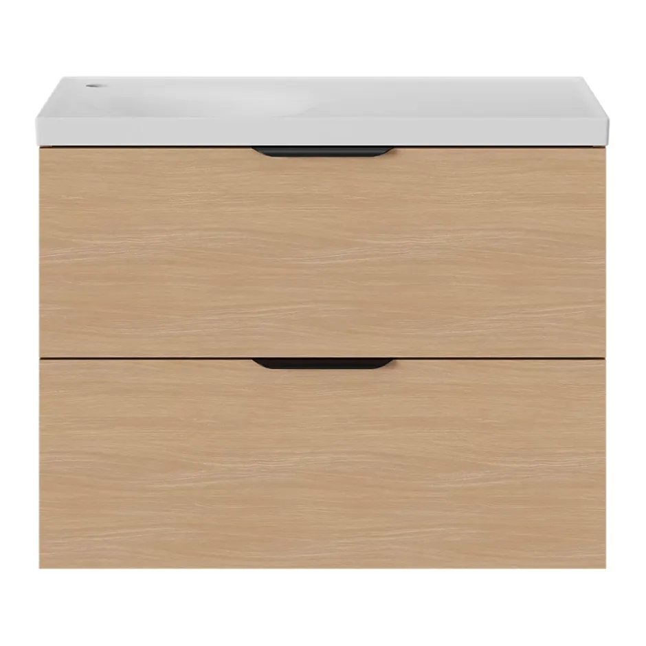 GoodHome Plan vasque l.80 x P.45 cm en céramique avec plage de dépose à droite, blanc, Kentia* Plan Simple Vasque