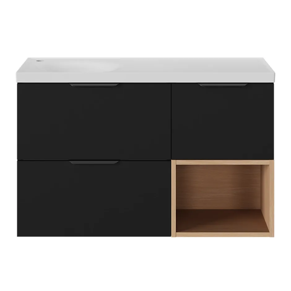 GoodHome Plan vasque l.100 x P.45 cm en céramique avec plage de dépose à droite, blanc, Kentia