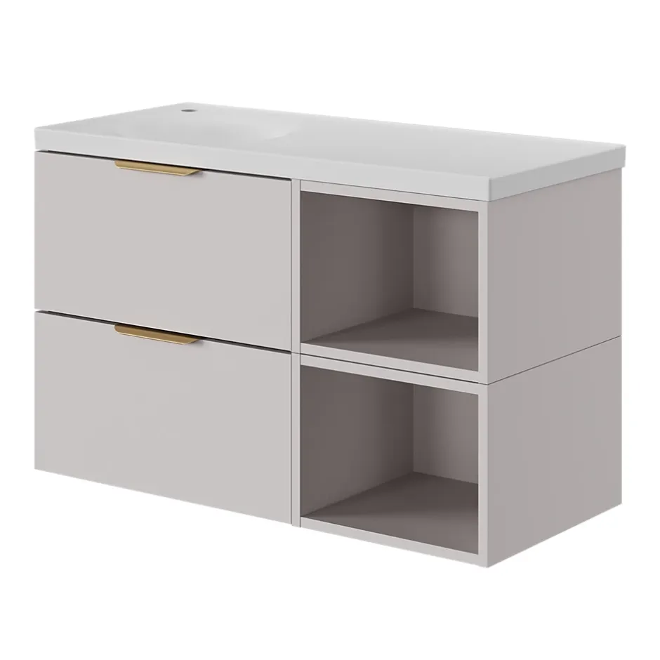 GoodHome Plan vasque l.100 x P.45 cm en céramique avec plage de dépose à droite, blanc, Kentia