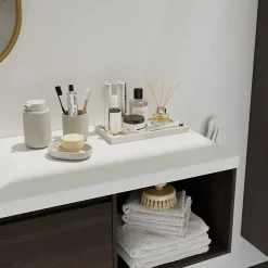 GoodHome Plan vasque l.100 x P.45 cm en céramique avec plage de dépose à droite, blanc, Kentia