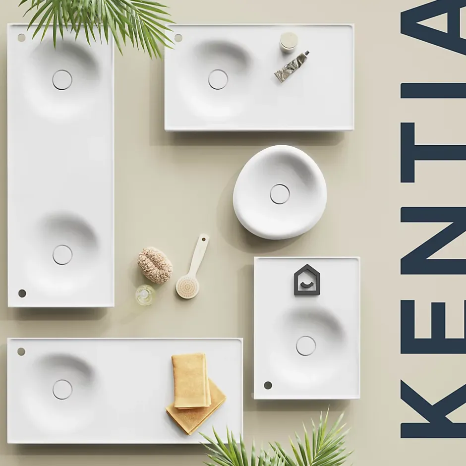 GoodHome Plan vasque l.100 x P.45 cm en céramique avec plage de dépose à droite, blanc, Kentia