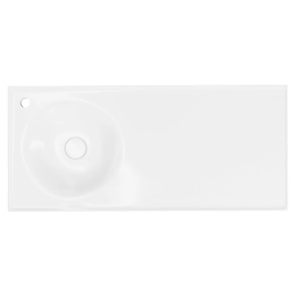 GoodHome Plan vasque l.100 x P.45 cm en céramique avec plage de dépose à droite, blanc, Kentia