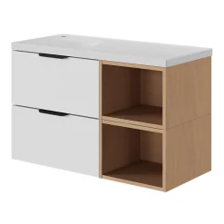 GoodHome Plan vasque l.100 x P.45 cm en céramique avec plage de dépose à droite, blanc, Kentia