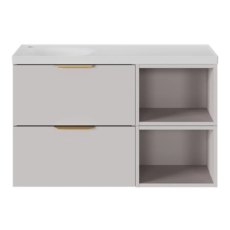GoodHome Plan vasque l.100 x P.45 cm en céramique avec plage de dépose à droite, blanc, Kentia