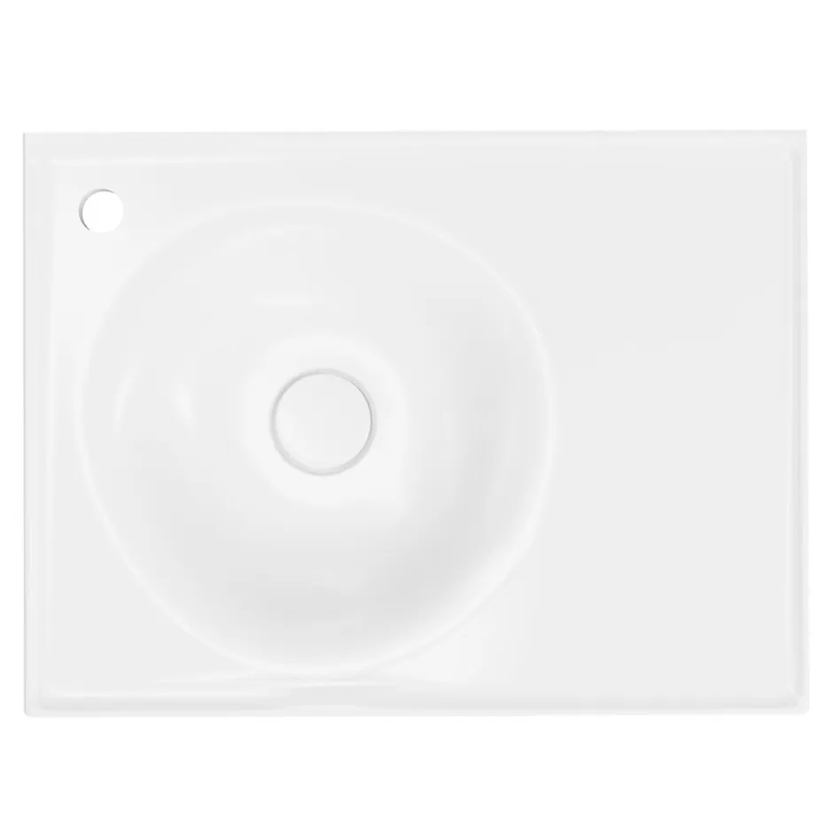 GoodHome Plan vasque l.60 x P.45 cm en céramique avec plage de dépose à droite, blanc, Kentia