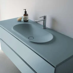 Poalgi Plan vasque lavabo résine Wraitom 80x46 cm vert liquen série Bül* Plan Simple Vasque