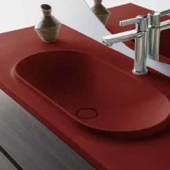Poalgi Plan vasque lavabo résine Wraitom 80x46 cm rouge tassili série Bül