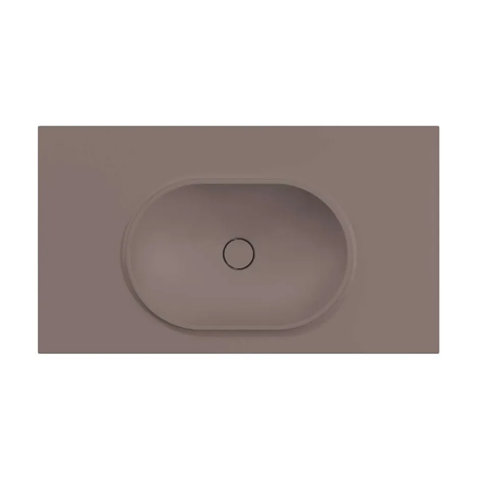 Poalgi Plan vasque lavabo résine Wraitom 100x46 cm marron tundra série Bül* Plan Simple Vasque