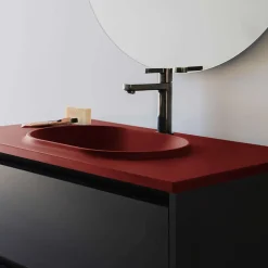 Poalgi Plan vasque lavabo résine Wraitom 120x46 cm rouge tassili série Bül* Plan Simple Vasque