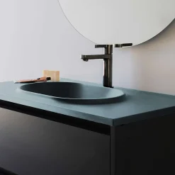 Poalgi Plan vasque lavabo résine Wraitom 120x46 cm vert liquen série Bül* Plan Simple Vasque