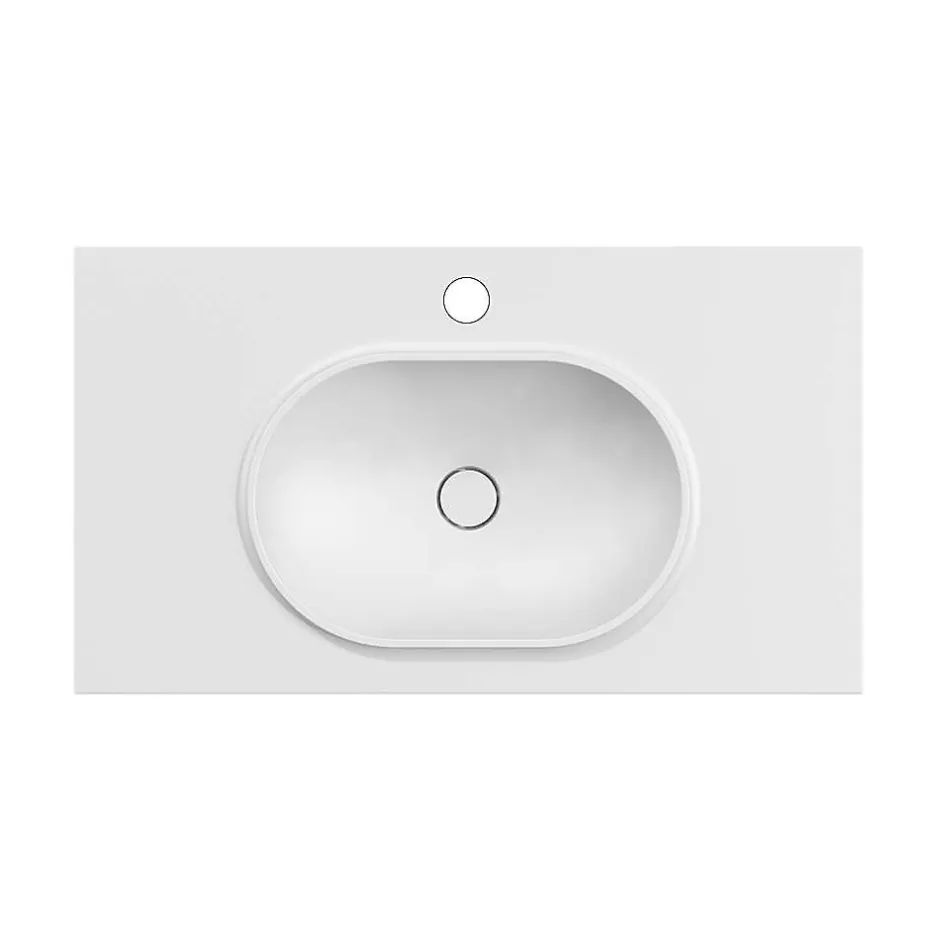 Poalgi Plan vasque lavabo résine Wraitom 100x46 cm blanc série Bül* Plan Simple Vasque