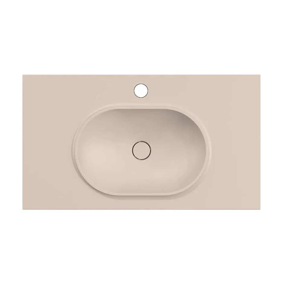 Poalgi Plan vasque lavabo résine Wraitom 100x46 cm blanc perle série Bül* Plan Simple Vasque