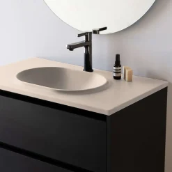 Poalgi Plan vasque lavabo résine Wraitom 100x46 cm blanc perle série Bül* Plan Simple Vasque