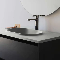 Poalgi Plan vasque lavabo résine Wraitom 120x46 cm gris humo série Bül* Plan Simple Vasque