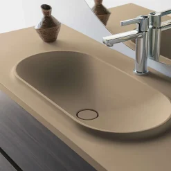 Poalgi Plan vasque lavabo résine Wraitom 120x46 cm beige albero série Bül