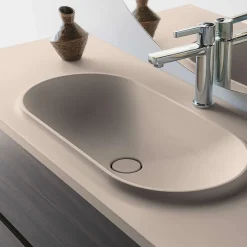Poalgi Plan vasque lavabo résine Wraitom 120x46 cm blanc perle série Bül* Plan Simple Vasque