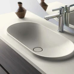 Poalgi Plan vasque lavabo résine Wraitom 80x46 cm blanc marfil série Bül
